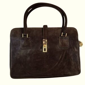 Chocolate Brown Suede bag, (looks similar to Hermès Kelly Bag Suede 32).
